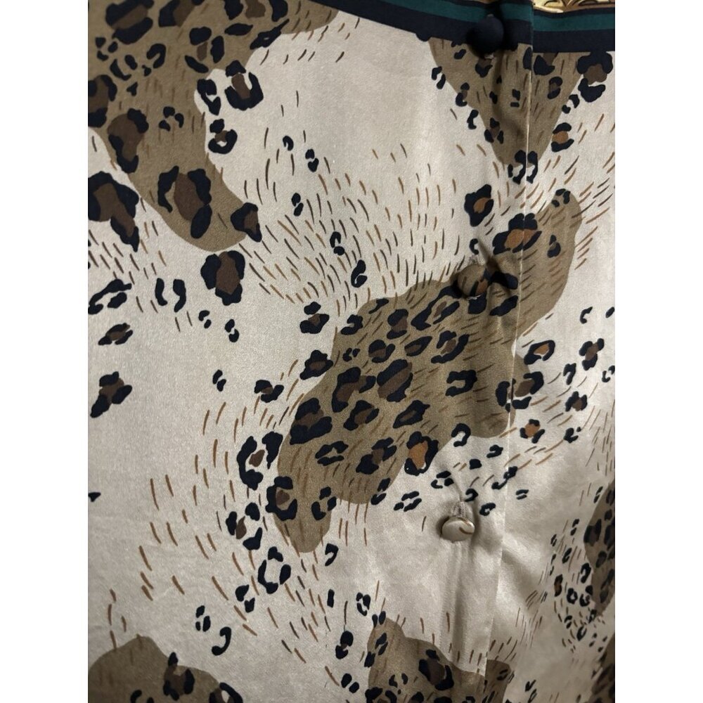 Jessica Holbrook Leopard Print SILK Shirt Cheetah Cat Animal Print Shirt Medium - Picture 7 of 11